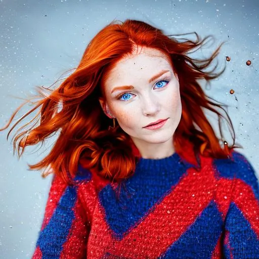 Prompt: detailed portait of a 40 year old irish red head woman with blue eyes 