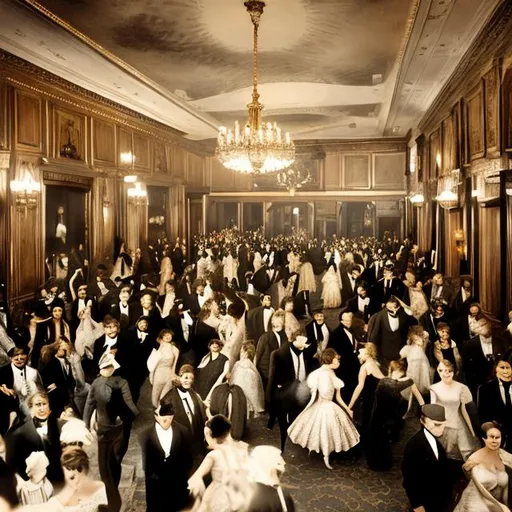 Prompt: Crowded Gilded Age party inside a country club
