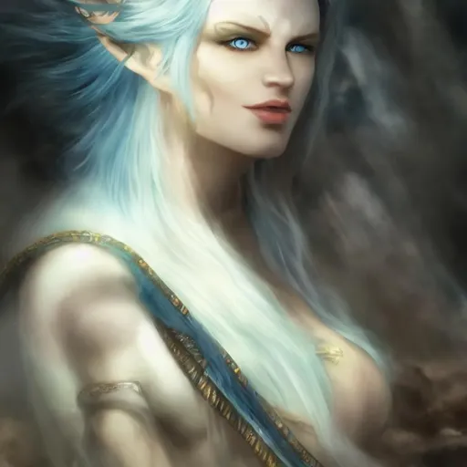 Prompt: goodess with blue eyes, atlantis, matte painting, detailed