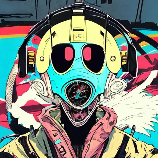 flcl fighter wearing streetwear with vintage astronaut