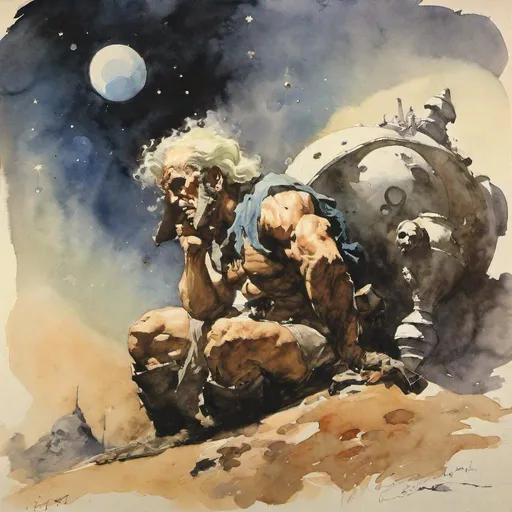 Prompt: mad Astronomer, watercolor by Frank Frazetta ssor 16:0 sav 5
-- 750 --q 2 - 