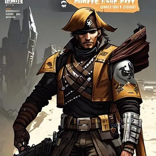 Prompt: Destiny inspired, comic book art, perfect, smooth, futuristic, rustic, Enemy faction, pirates fashion soldier