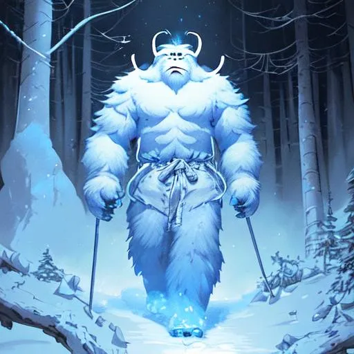 Prompt: a yeti, all white with a blue face wearing ski goggleswalking through the woods
, detailed intricate ink illustration, dark atmosphere, detailed illustration, hd, 4k, digital art, overdetailed art, concept art, by greg rutkowski, by loish, complementing colors, Trending on artstation, deviantart