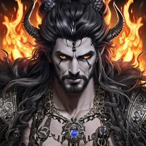 Prompt: Hades (HDR, UHD, 64k, best quality, RAW photograph, best quality, masterpiece:1.5),UHD, hd , 64k, hyperrealism, Very detailed, full body, hyperrealism, Very detailed, in hyperrealistic detail,