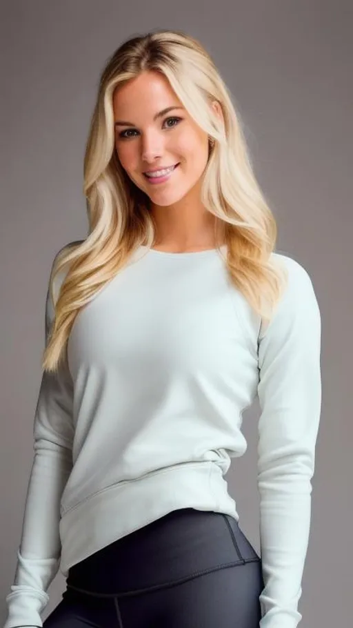 Prompt: cute and very attractive, beautiful 24 year old,  american woman, blond hair, sweatshirt, tight lululemon leggings, beautiful smile, Modifiers: trending on Artstation highly detailed digital painting sharp focus elegant ultra realistic extremely detailed fantasy bright studio setting studio lighting intricate 8k oil on canvas photorealistic 4k very attractive beautiful high detail dynamic lighting poster wallpaper award winning fantastic view close up hyperrealistic ultra detailed 4K 3D high definition crisp quality Unreal Engine colourful hdr very cute matte background cinematic postprocessing VRay Thomas Kinkade Alphonse Mucha Ultra realistic gorgeous Unreal engine 5 stunning body CryEngine Unity 3D  Large chest 55555k ultra hd 500k super HD frostbite 3 engine AMD RX 6650 XT graphics