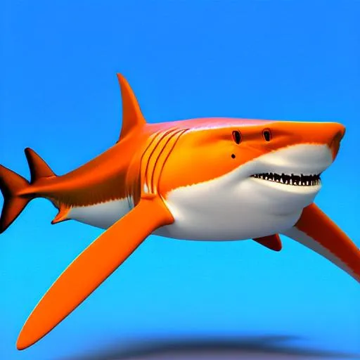 Prompt: orange shark  3d render