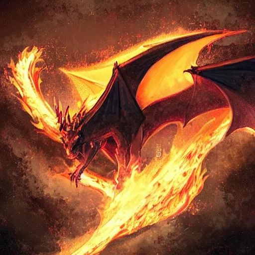Prompt: A fire breathing dragon burning down a kingdom
