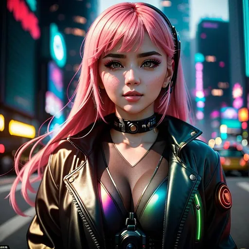 Prompt: Picture a scene of harmonized contrasts—nature’s barrenness meets the future's technicolor vibrancy, all encapsulated in a photograph resonating with the signature style of Ilya Kuvshinov.

Central to the frame is a young woman, the very embodiment of Cyberpunk allure. Her face, poised and full of nuanced emotions, must be captured in crystalline detail. Her eyes, shimmering mirrors to her soul, need to resonate with impeccable clarity, reflecting both the desert's vastness and the city's electric pulse. Dressed in a vibrant yellow jacket, characterized by its high collar, she epitomizes the future-fashion blend—contemporary yet ahead of its time.

She's seated confidently behind the wheel of the iconic QUADRA TYPE-66 AVENGER from Cyberpunk 2077. The vehicle's interior should be detailed with precision, each texture—from the leather seats to the metallic finishes—portrayed realistically, echoing the game's intricacies.

Beyond her immediate surroundings, the desolate desert stretches infinitely. The barren landscape, characterized by its dusty hues and brown rocky outcrops, juxtaposes with the vivid, cloud-specked blue sky overhead. Sunbeams pierce through, lending the scene a soft, golden illumination, making the car's curves and her attire subtly glisten.

On the distant horizon, the sprawling Cyberpunk city rises. Though it may be distant, every skyscraper, neon sign, and structural nuance should be discernible. What truly captures the city's essence, however, are the holograms soaring above the tallest towers, their ethereal forms dancing against the azure backdrop.

The lighting, natural yet dramatic, should enhance the image’s contrasting elements. How it casts shadows on the desert floor, accentuates the gleam on the vehicle, or highlights the holograms against the cityscape, must evoke a sense of cinematic realism.

In essence, this photograph should feel like a paused moment from a sci-fi epic—a fusion of stark desert beauty, technological marvel, and the timeless elegance of its central character.
