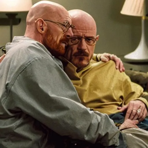 Walter White cuddling with Mike Ehrmantraut | OpenArt