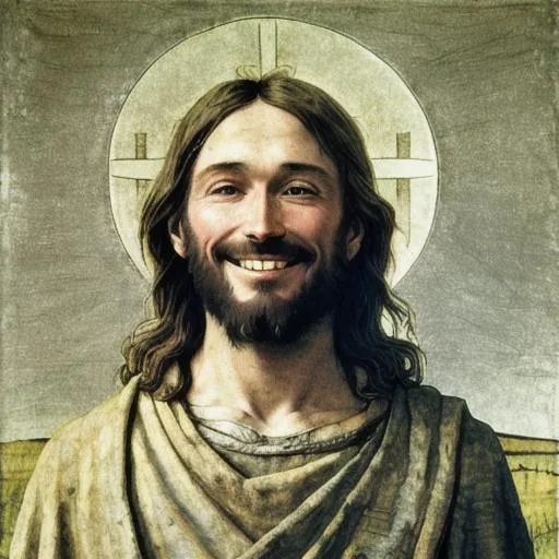 Prompt: UHD Jesus Christ smiling in the style of Andrew Wyeth