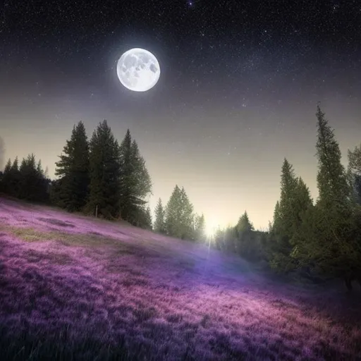 Prompt: Create an image of a moonlit meadow
