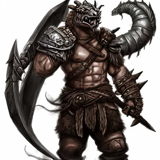 Prompt: dragonborn barbarian male