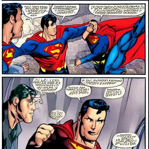 Prompt: Superman fighting his own clone.