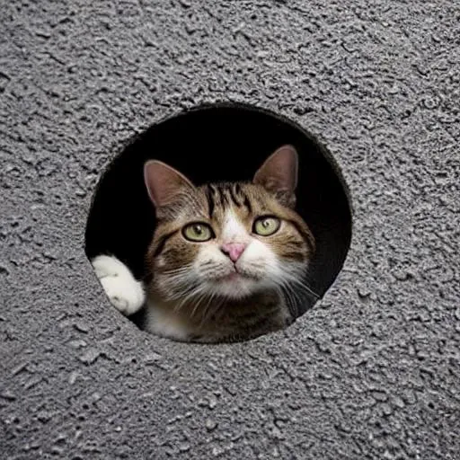 Prompt: A cat stuck in the cement