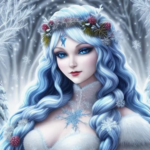 Prompt: fairy goddess of winter, closeup