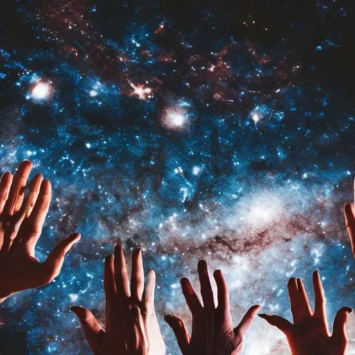 Prompt: Human hands in space