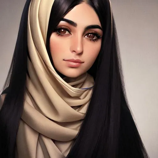 Prompt: Strait Long Hair, Short mix Iranian woman Face portrait, small face