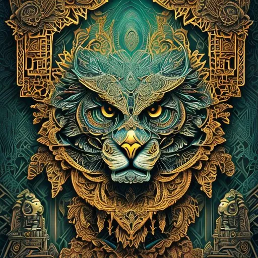 Prompt: lion godly wise owl fractal mandala, intricate 3d vector geometric, cutout shape pendant, svg vector style, product studio shoot, art ,

mayan bear warrior exploring the underworld in las pozas, Yucatan, 1 9 7 0's sci - fi, lofi technology, deep aesthetic colors, 8 k, highly ornate intricate details, extreme detail, cut out collage, black and white ,