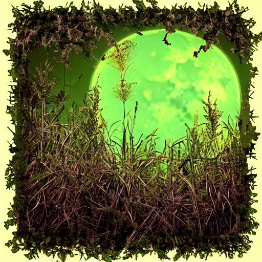 Prompt: Verdant overgrown full moon