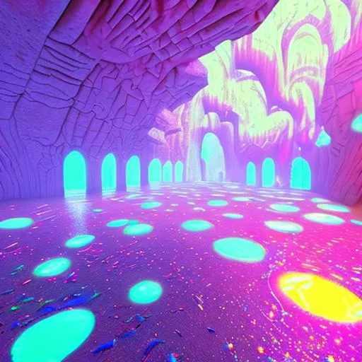 Prompt: mystical dream like holographic textured caves with electricity neon details on the walls, and pits in floor 3d game render, magical, surreal. fits on an iPhone and android 
phone case