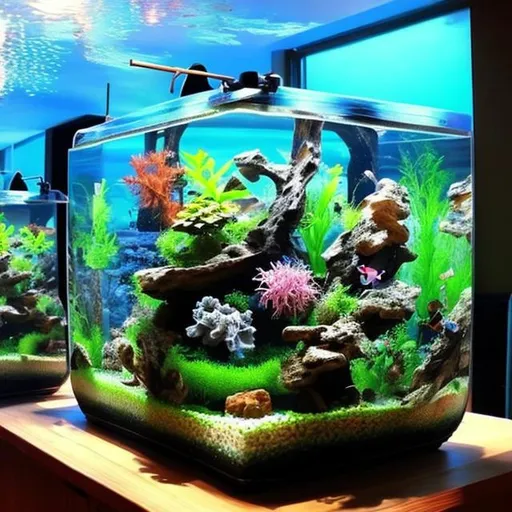 Prompt: Beutifull fish tank like terrarium. With beutiful fishes. 