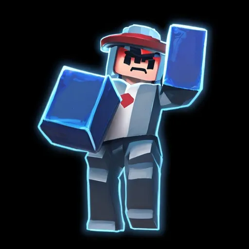 baller from roblox, glowing red eyes, godly