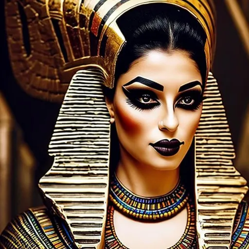 Prompt: Create art where Egyptian women are doing makeup, Image should look like ancient style