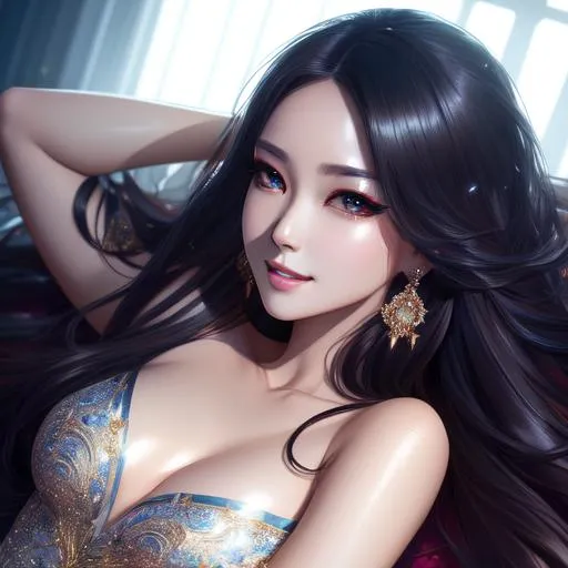 Prompt: splash art, by Greg rutkowski, hyper detailed perfect face,

beautiful kpop idol lying down, full body, long legs, perfect body,

high-resolution cute face, perfect proportions,smiling, intricate hyperdetailed hair, light makeup, sparkling, highly detailed, intricate hyperdetailed shining eyes,  

Elegant, ethereal, graceful,

HDR, UHD, high res, 64k, cinematic lighting, special effects, hd octane render, professional photograph, studio lighting, trending on artstation