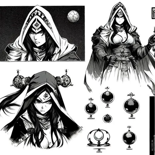 Prompt: {Concept sheet}(((Yoji Shinkawa))), sticker of ultra detailed portrait of she hulk as hooded fortune teller, holding large crystal ball, ((wearing a hood robe)), high quality cell shaded illustration in post apocalyptic style by Yoji Shinkawa, ((full body)), dynamic pose, perfect anatomy, centered, freedom, soul, black long hair, approach to perfection, cell, ((green skin color)), shading, 4k , has a large crystal ball, evil grin, beautiful, cinematic dramatic {Concept 
sheet} atmosphere, watercolor painting, global illumination, detailed and intricate environment, artstation, concept art, fluid and sharp focus, volumetric lighting, cinematic lighting, Art by Yoji Shinkawa,