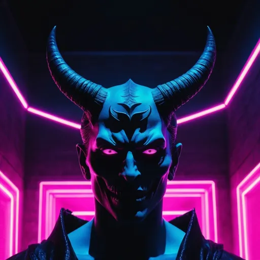 Prompt: demon, hell, demonic, gothic, vaporwave, retro, neon, aesthetic, liminal, high quality, high definition, beautiful, dramatic lighting