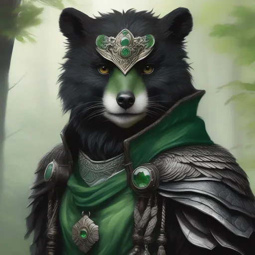 Prompt: A face shot of a beautiful green and black Dragonborn, with a baby owl bear on his shoulder, perfect composition, hyperrealistic, super detailed, 8k, high quality, trending art, trending on artstation, sharp focus, studio photo, intricate details, highly detailed, by Greg Rutkowski, illustration, watercolor