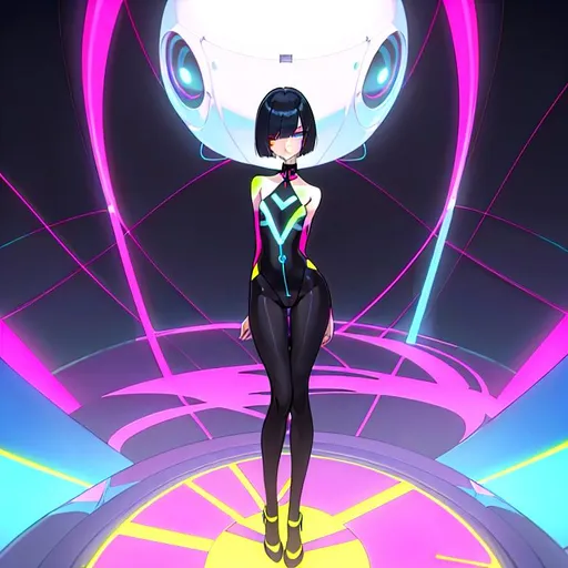 Prompt: a lonely AI boy, very tall, thick thighs, wide hips, long legs, slender arms, slender waist, big beautiful symmetrical eyes, intriguingly beautiful face, aloof expression, bob haircut with bangs, wearing wearing neon-bubblegum High-Porno Noveau fashion clothes, high fashion, 12K resolution, hyper quality, hyper-detailed, hyper-realistic, hyper-professional