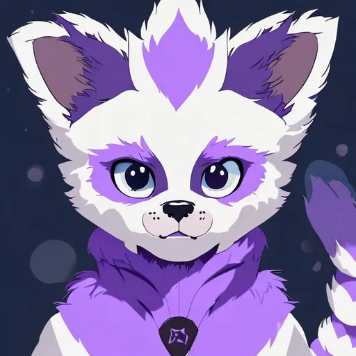 Prompt: highres, fursona, kepler, cute, white and purple fur, purple and blue eyes