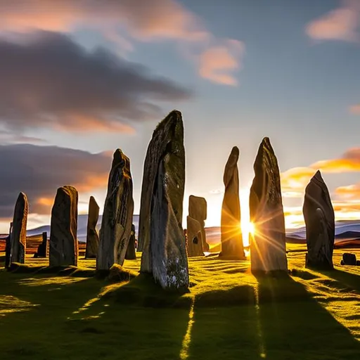 Prompt: summer solstice at Callanish standing stones.