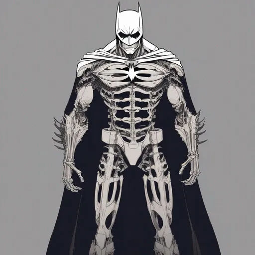 Prompt: Batman with a skeleton body and head anime artstyle