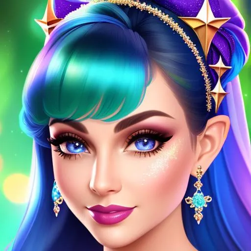 Prompt: Pixie dust princess, facial closeup