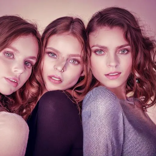 Identical Triplets Sisters Playful Womenbeautiful Openart 9350