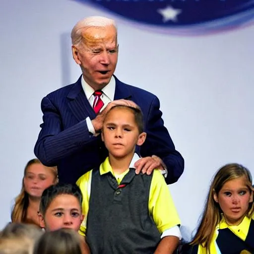 Prompt: Biden touching kids