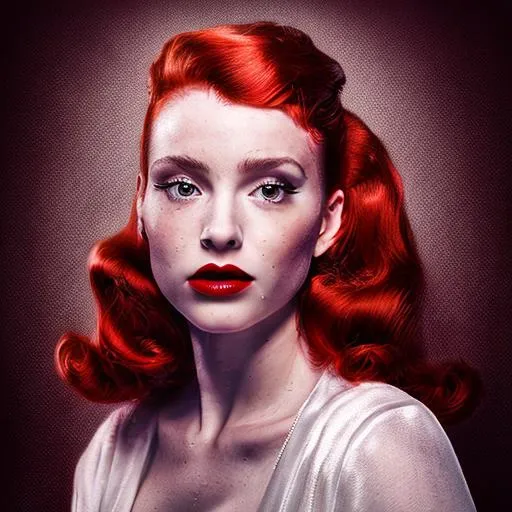 stunning red head, 50's hair style, trapped in a gl... | OpenArt