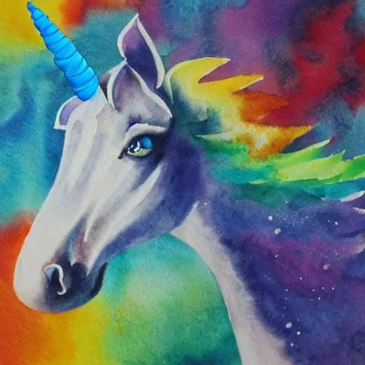Prompt: Unicorn watercolour