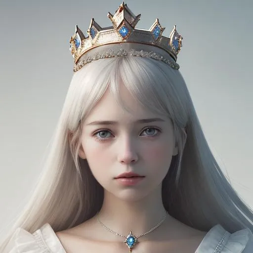 Prompt: realistic girl with dimond white crown 