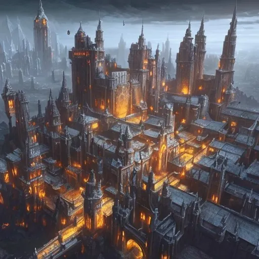 Prompt: A fantasy and sci-fi city with a castle