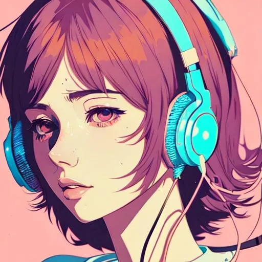 girl with headphones, very anime!!! anime!! intricat... | OpenArt