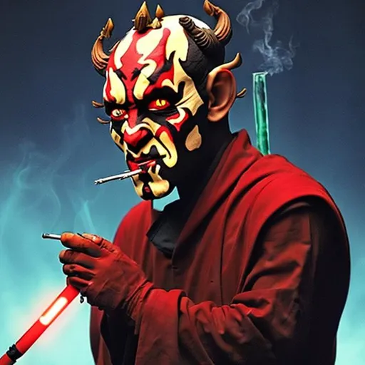 Prompt: Darth Maul smoking marijuana