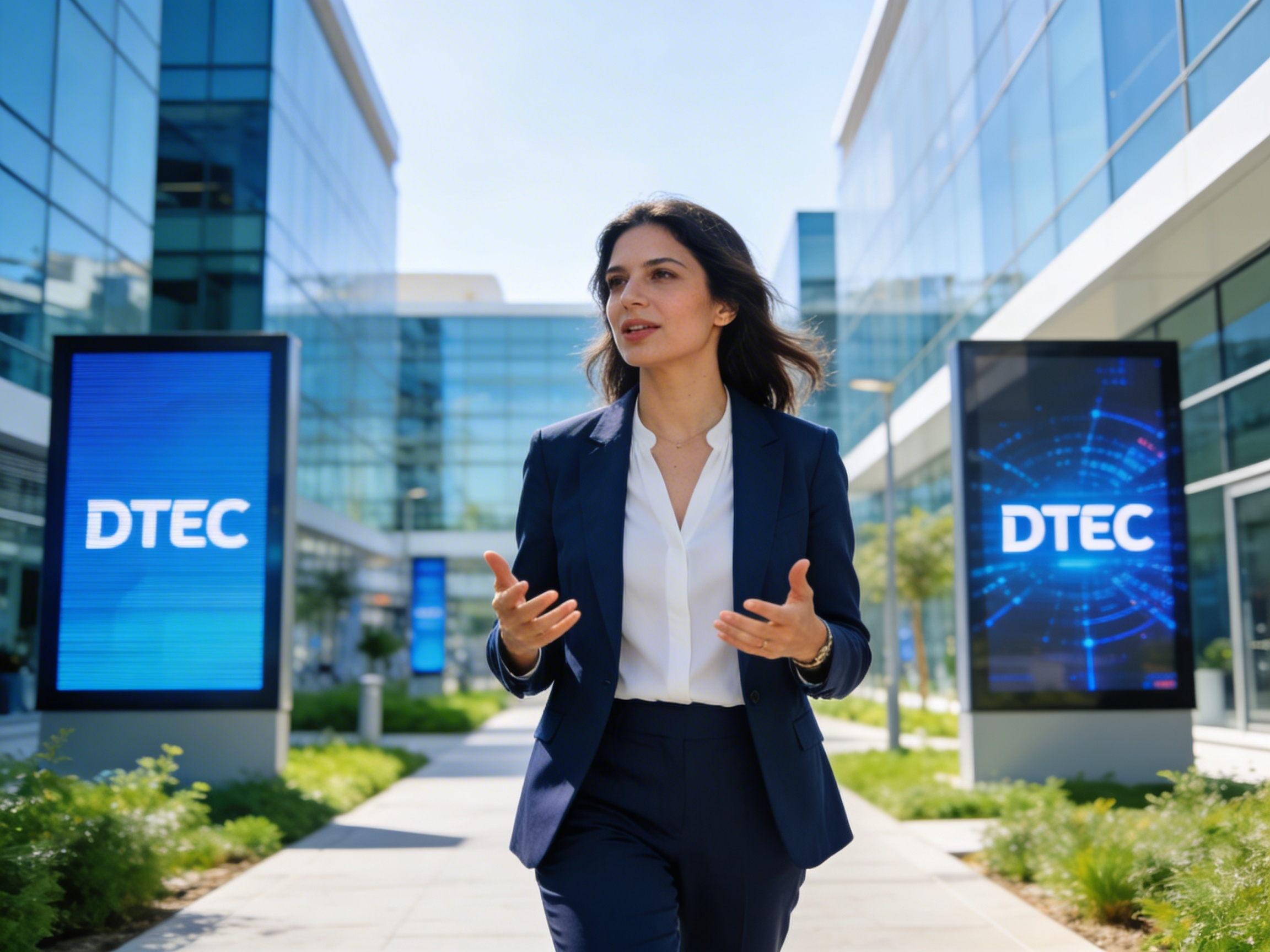 Dtec Tech The woman is in a innovative tech hub such as DTEC i...
