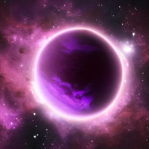 Prompt: a purple space sphere which is the realm of existence of the colour purple