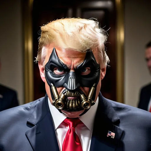 Prompt: president Donald trump as the villain bane from batman