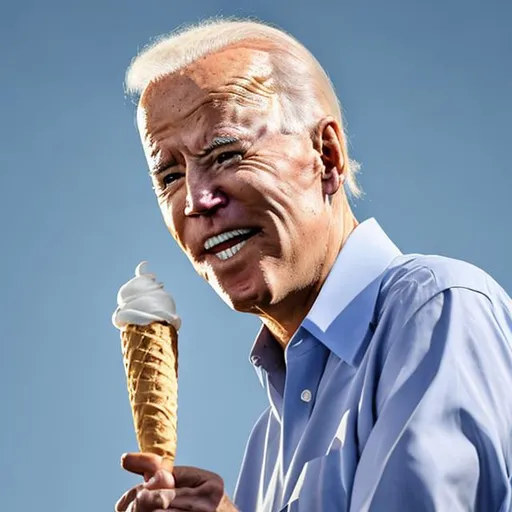 Prompt: Joe Biden with ice cream cone on his head
