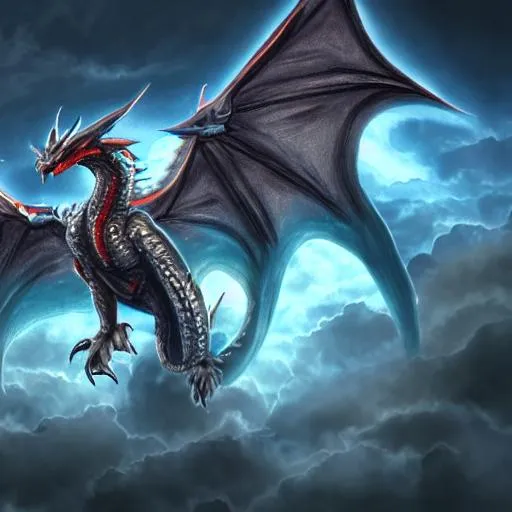 Prompt: well drawn 4k, HD, dragon with wings in the sky
