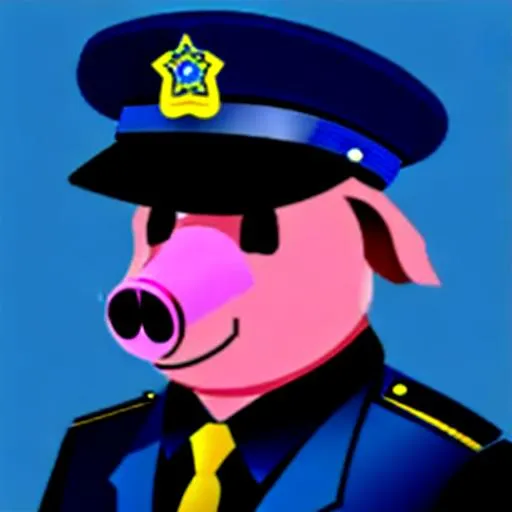 Prompt: A humanoid pig police officer.